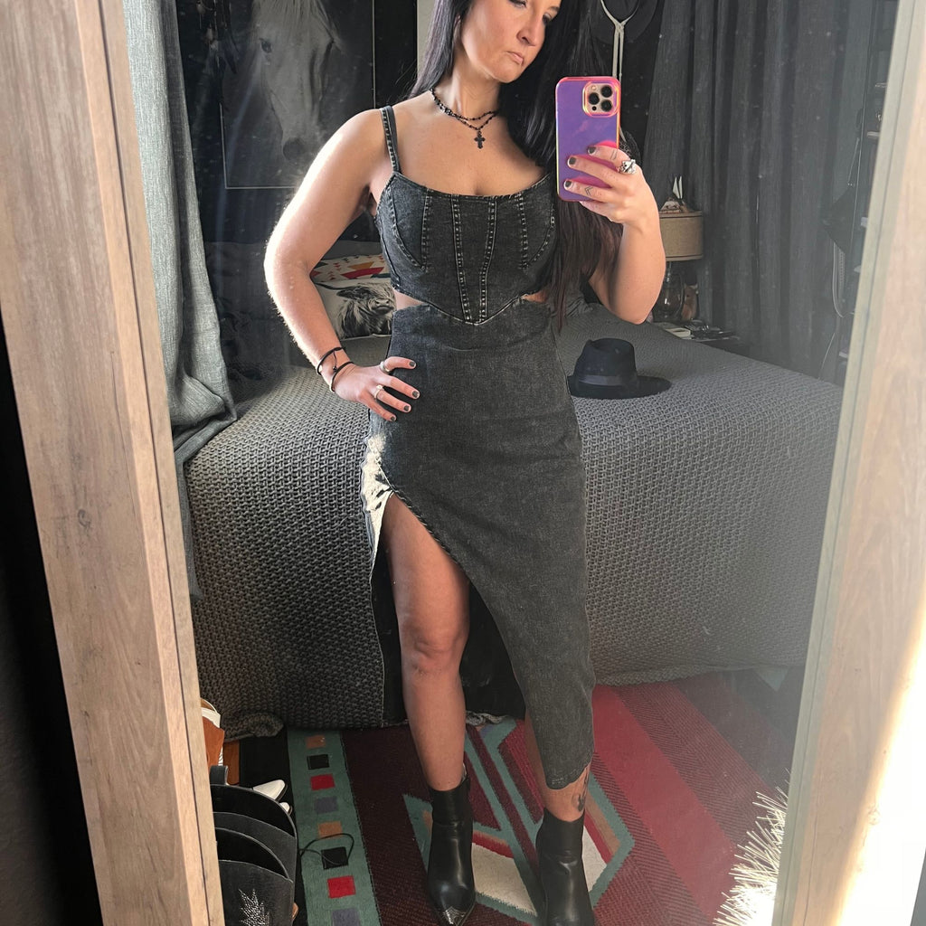 Midnight Rodeo Halter Dress