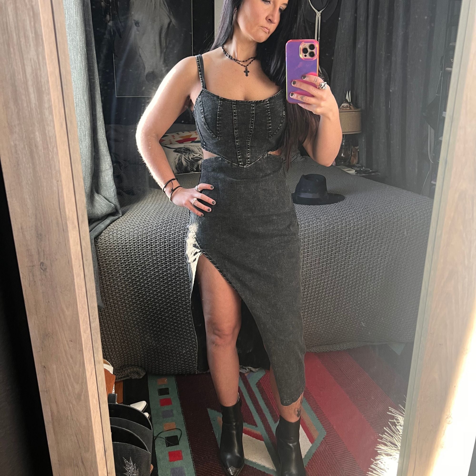 Midnight Rodeo Halter Dress
