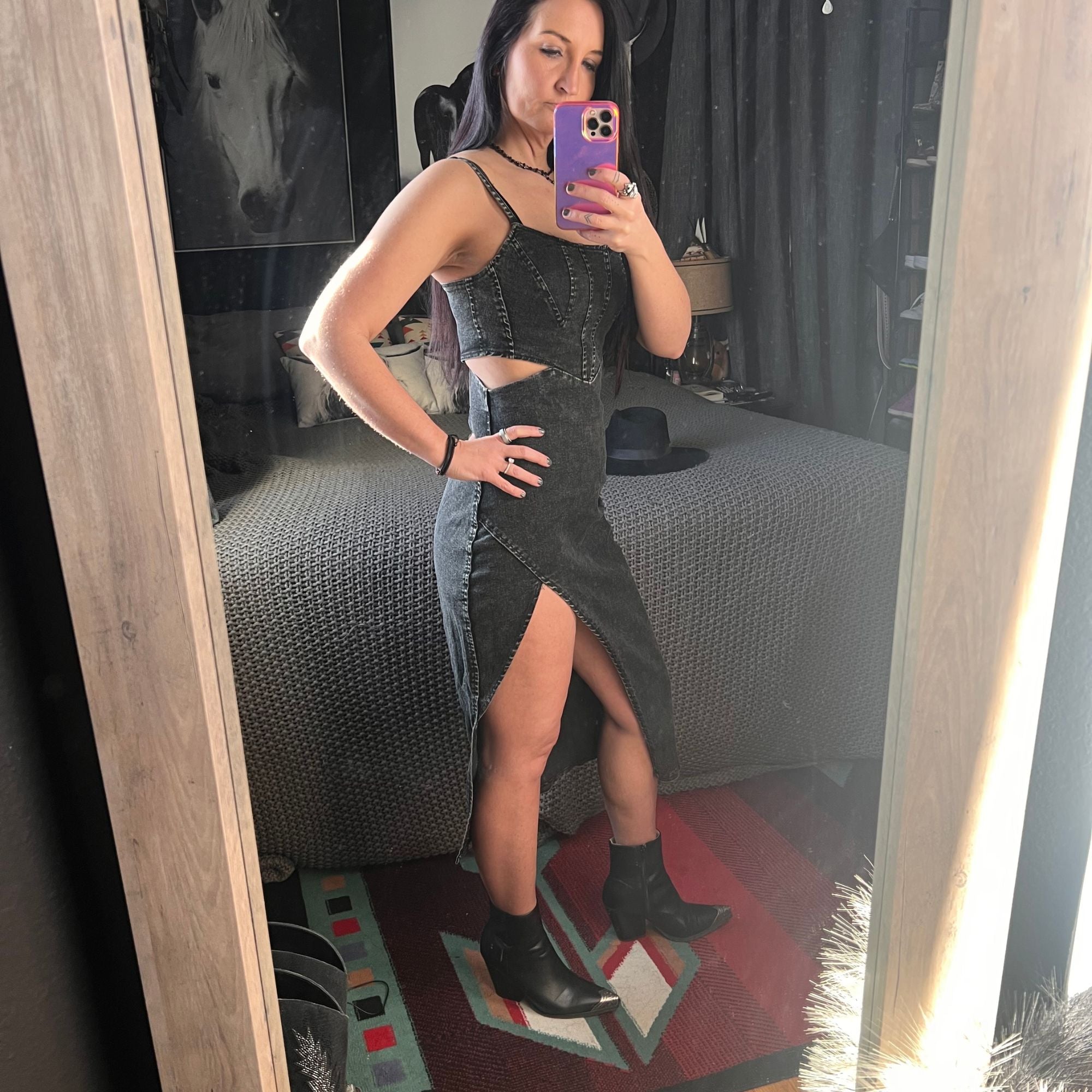 Midnight Rodeo Halter Dress