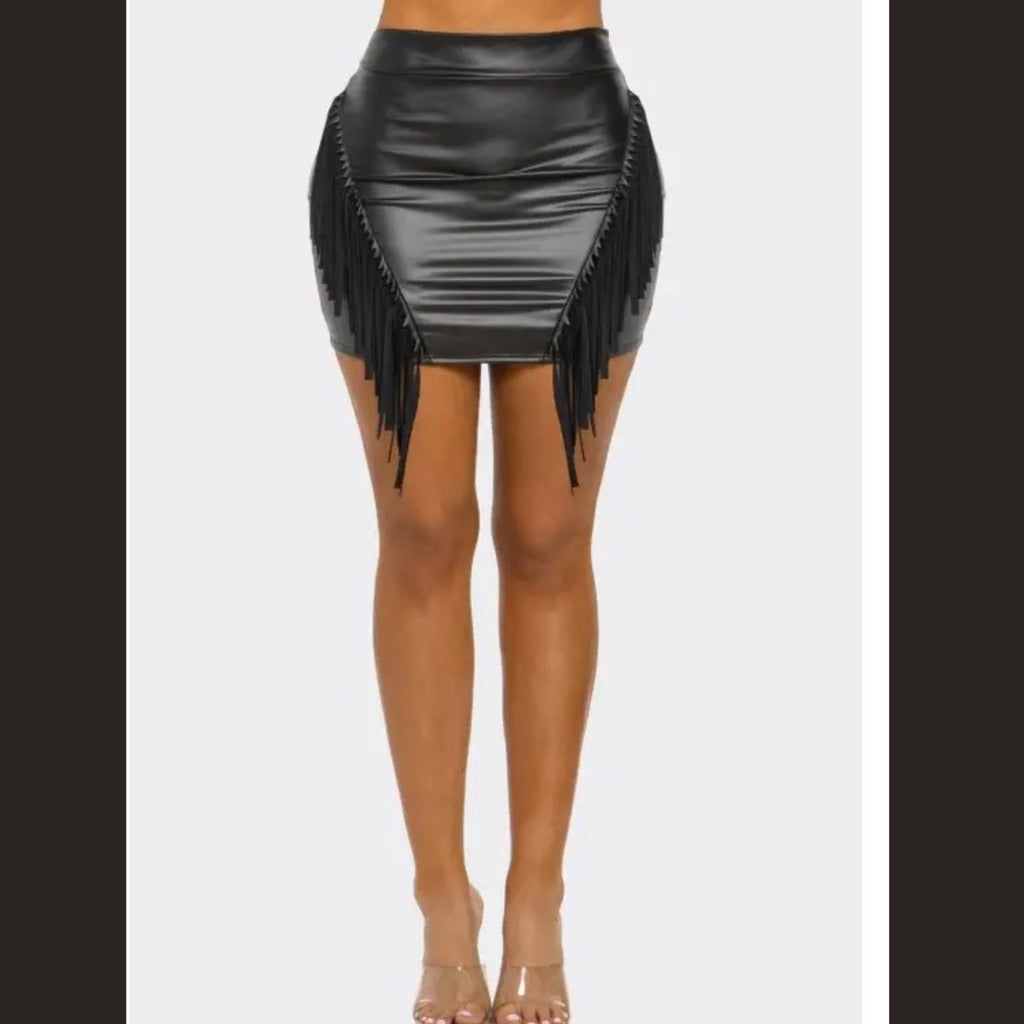 Black Dust Fringe Skirt