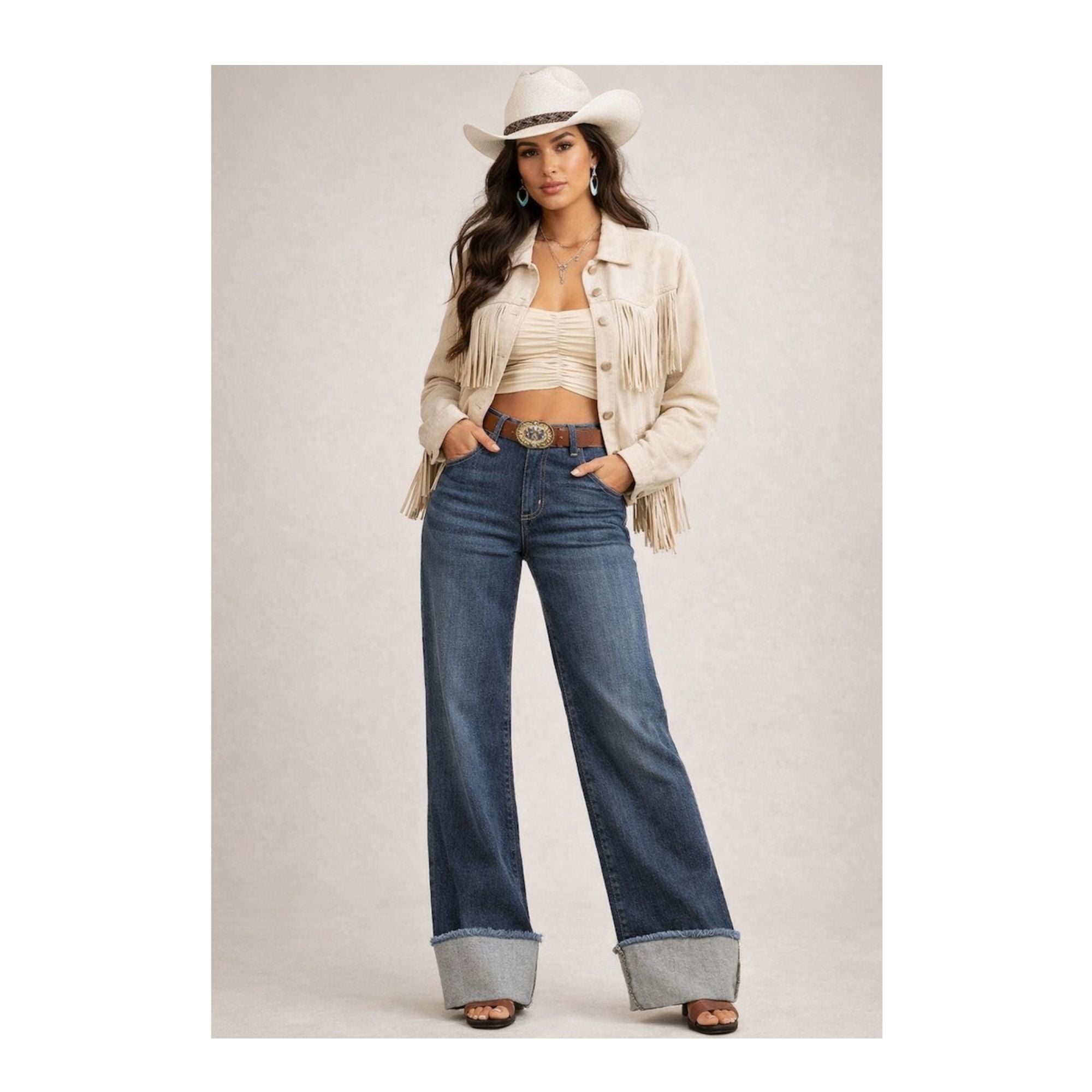 Desert Drift Cuffed Wide Leg Jeans
