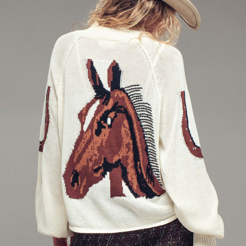 Rustic Rodeo Horse Cardigan