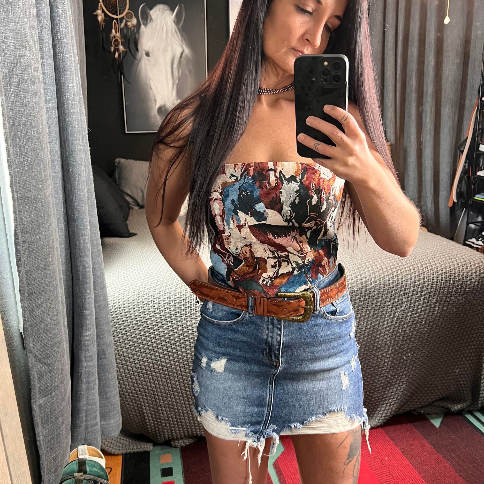 Wild Horse Tapestry Corset Top