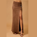 Brown Mesa Slit Skirt