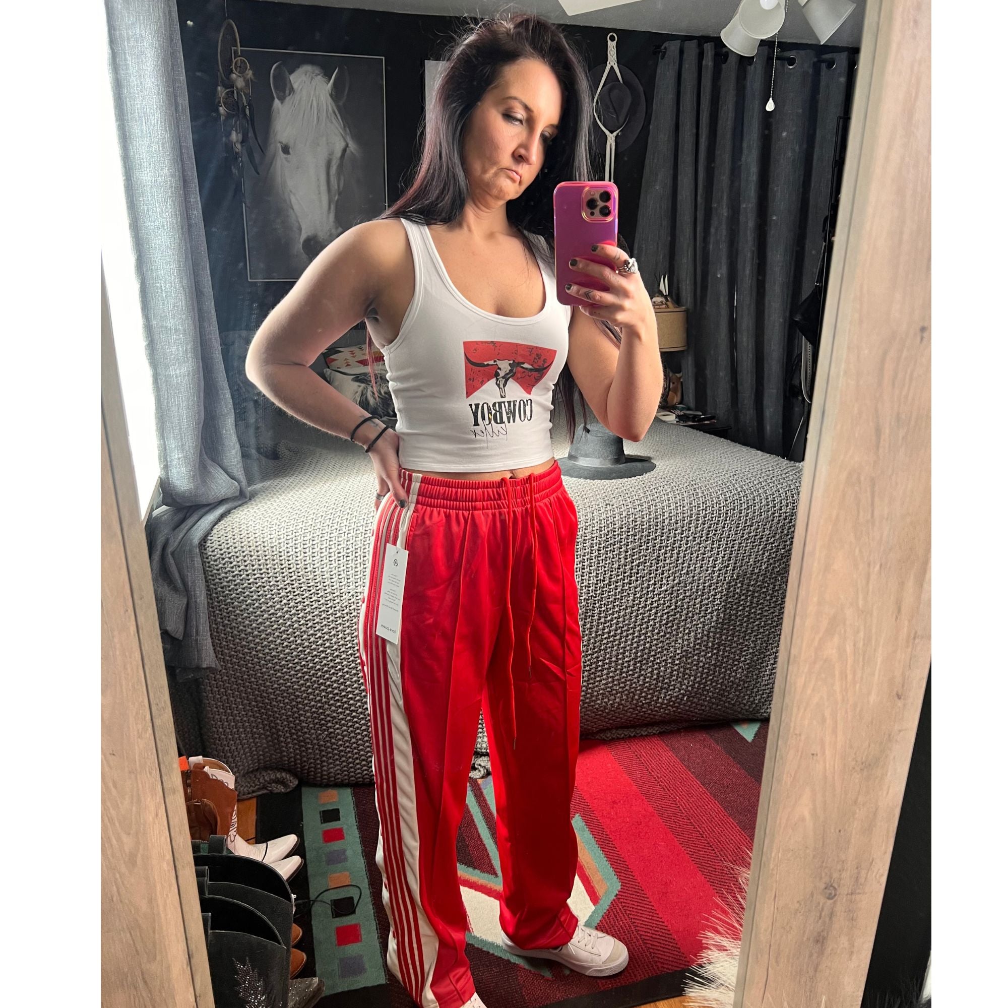Crimson Rebel Snap Track Pants