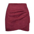 Dusty Wine Pleated Suede Skirt